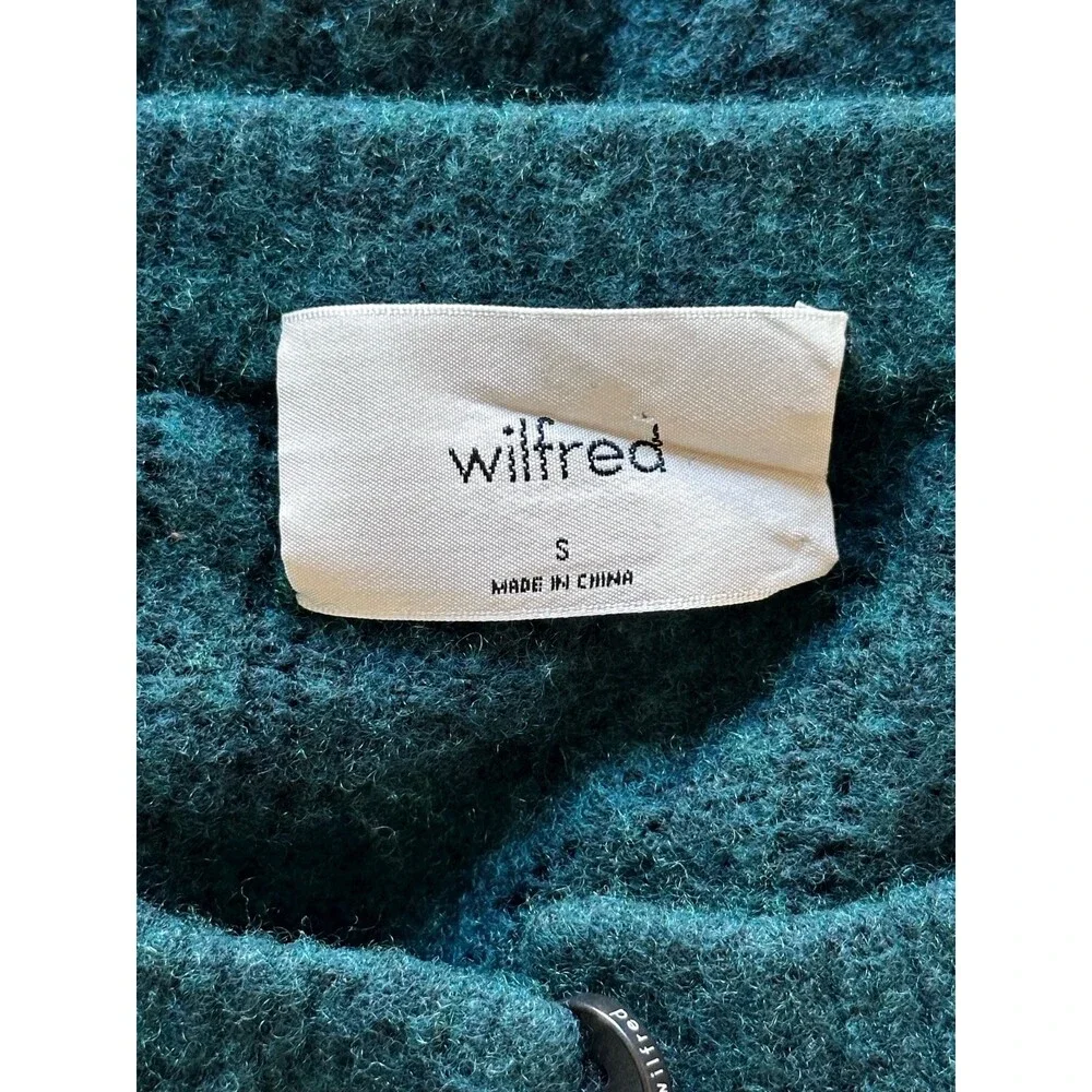 WILFRED ARITZIA Era Size Small Green Cardigan Sweater Quiet Luxury Preppy Staple